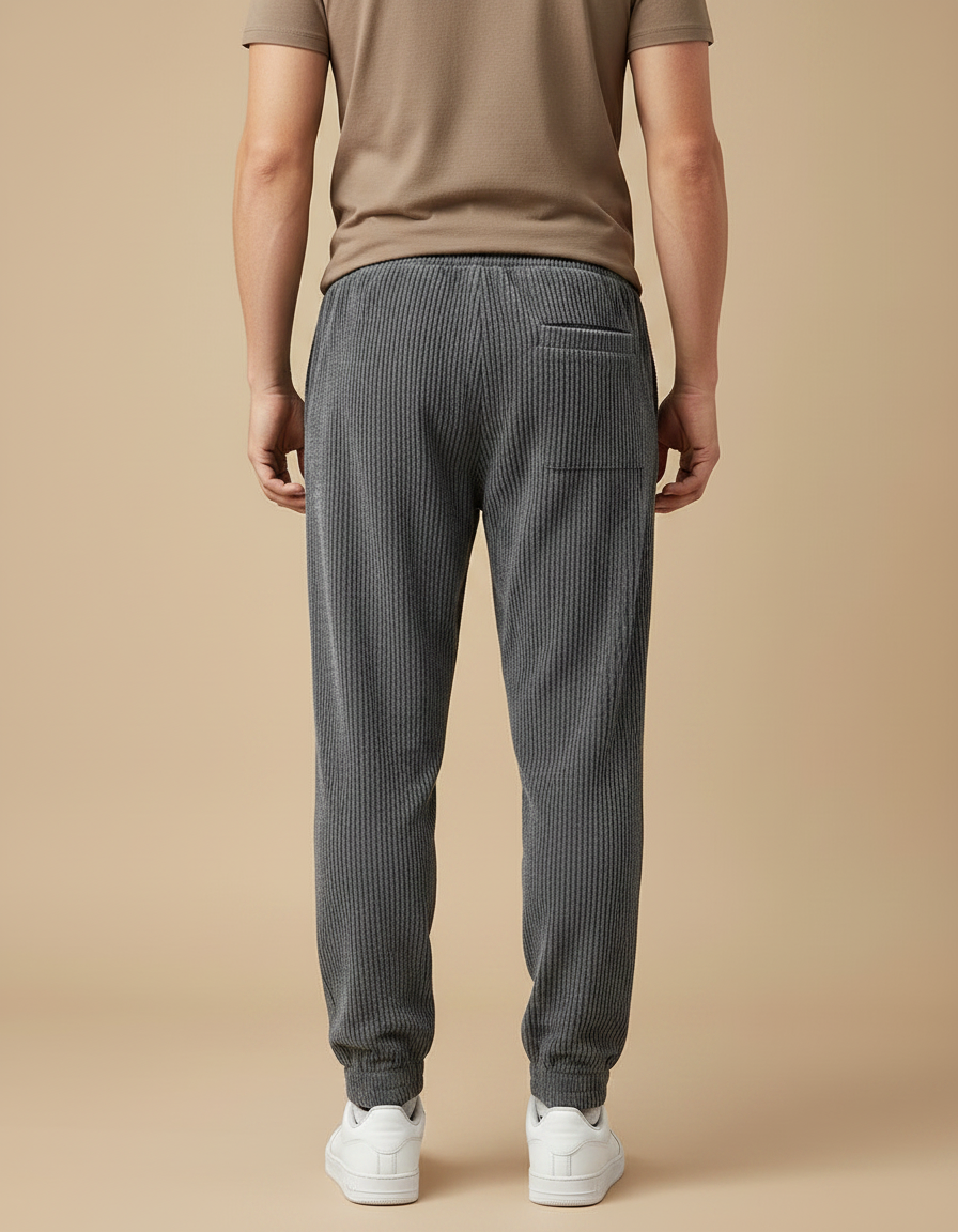 Pantalon Velours Côtelé Gris Jogger Homme Décontracté - vue 2