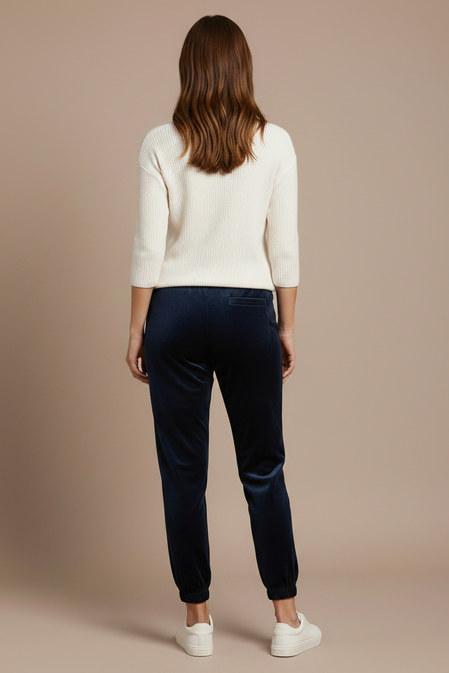 Pantalon Velours Bleu Marine Jogger Doux Confortable - vue 2