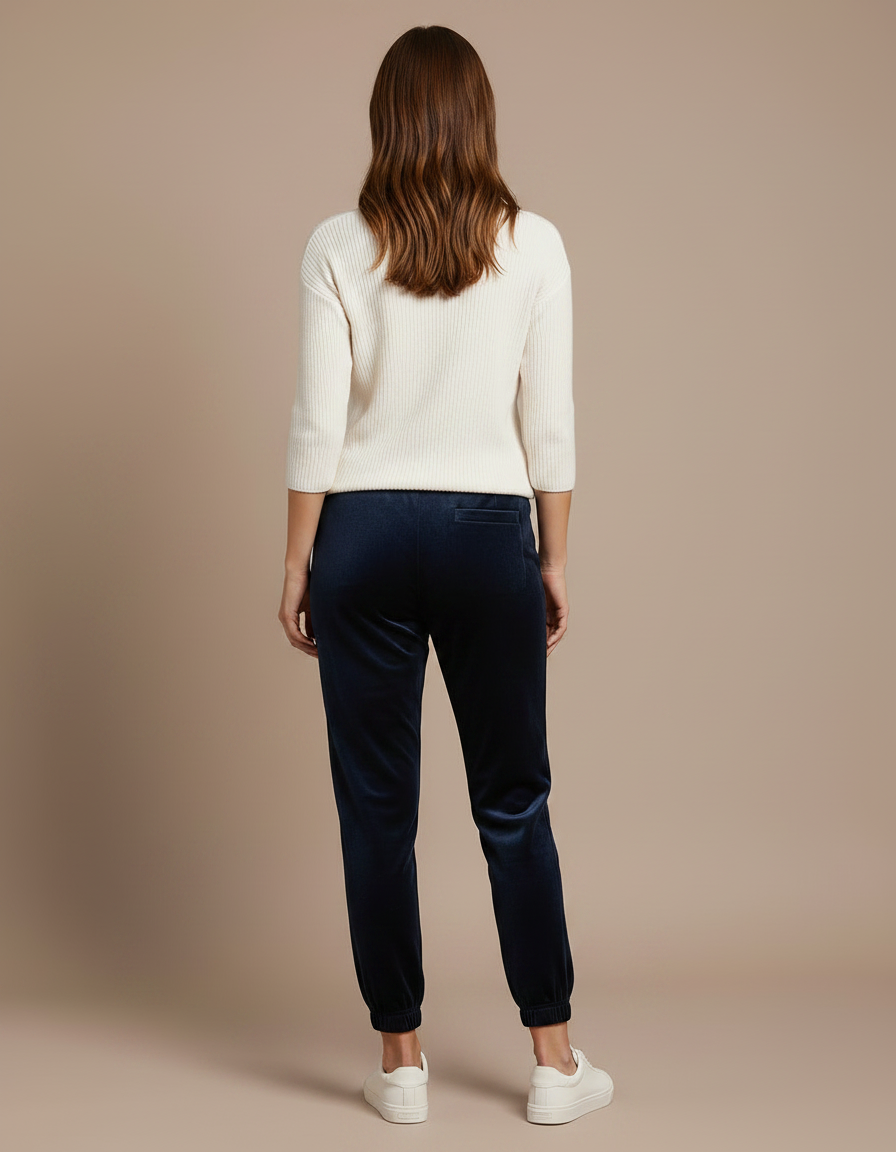 Pantalon Velours Bleu Marine Jogger Doux Confortable - vue 2