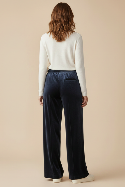 Pantalon Velours Bleu Marine Ample Confortable Femme - vue 2