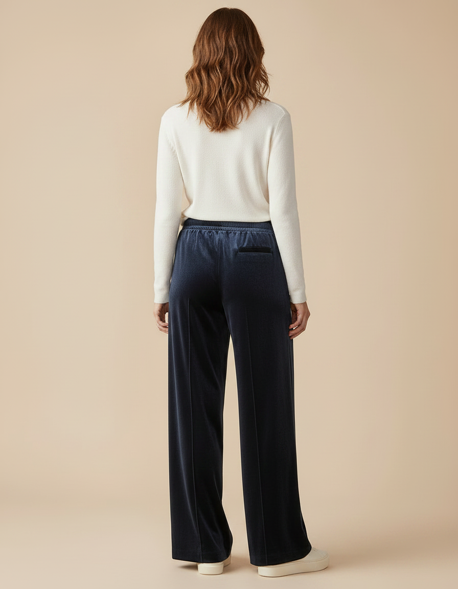 Pantalon Velours Bleu Marine Ample Confortable Femme - vue 2