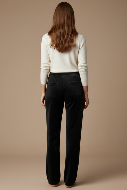 Pantalon Velours Noir Droit Strass Confortable - vue 2