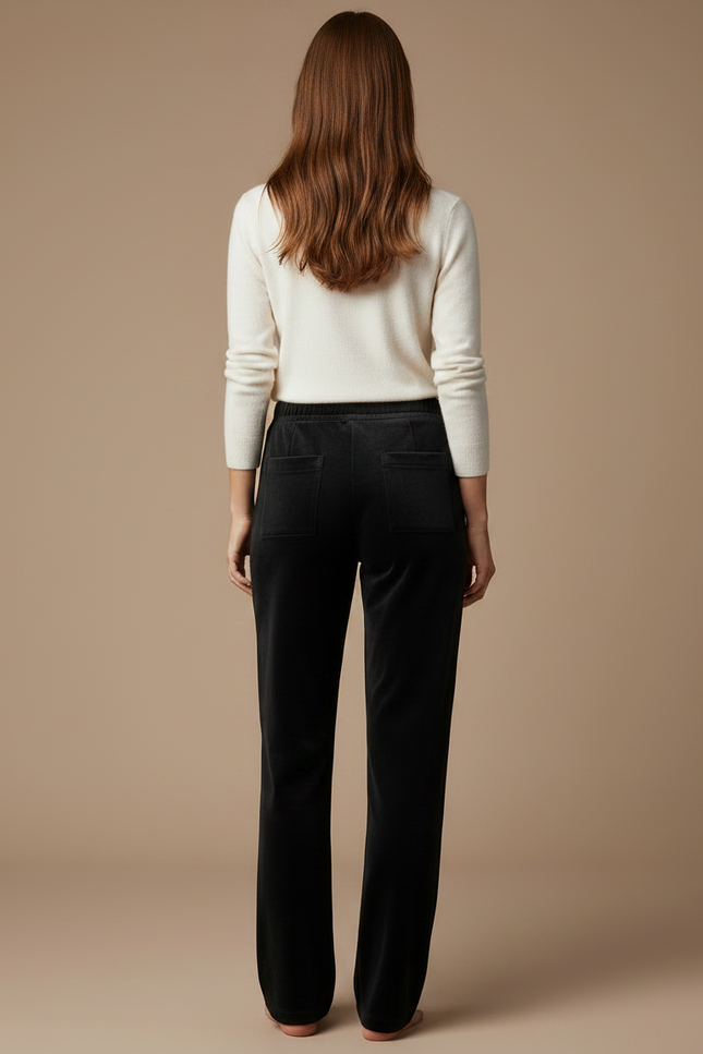 Pantalon Velours Noir Droit Strass Confortable - vue 2