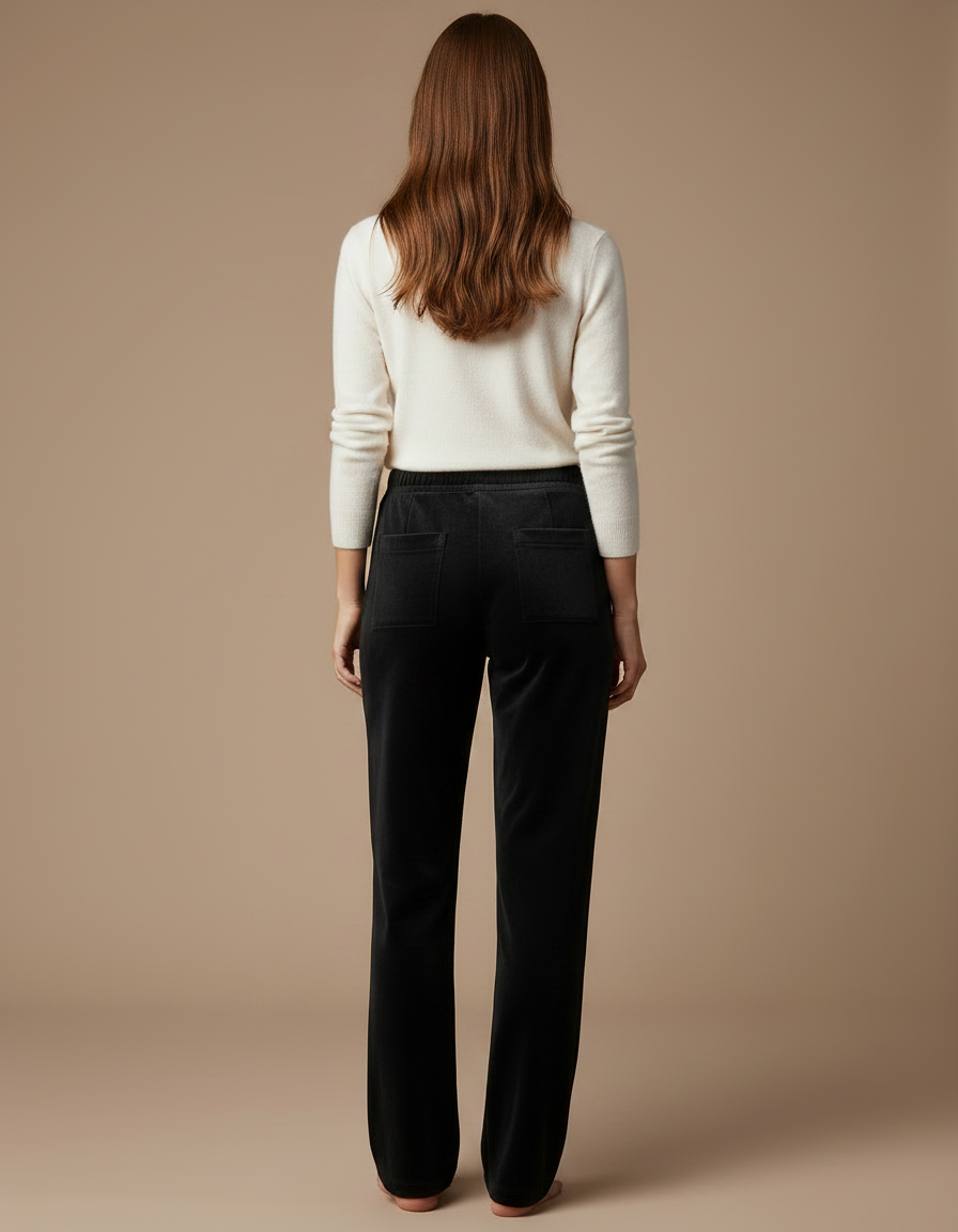 Pantalon Velours Noir Droit Strass Confortable - vue 2
