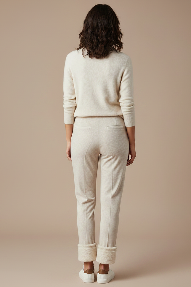 Pantalon Velours Beige Slim Doublé Sherpa Femme - vue 2