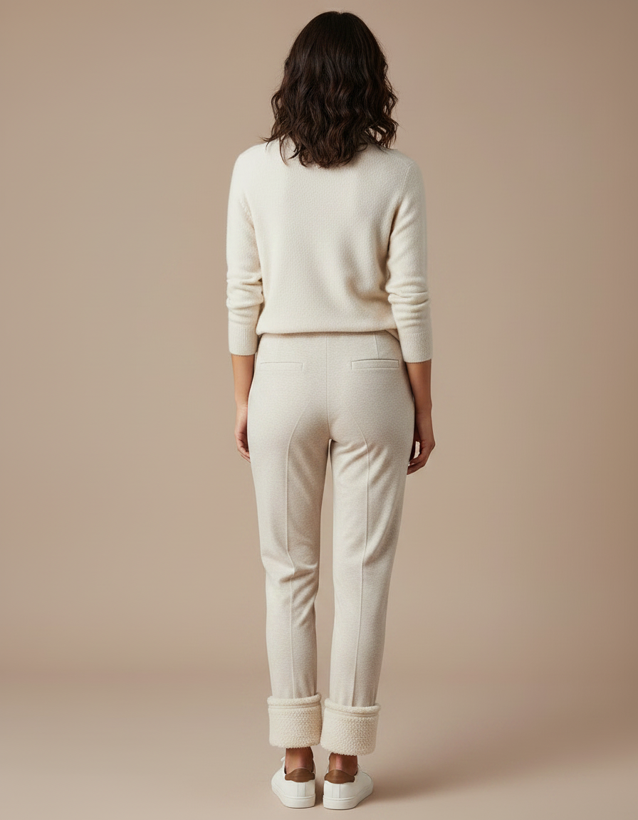 Pantalon Velours Beige Slim Doublé Sherpa Femme - vue 2