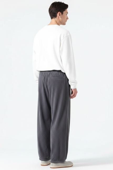 Pantalon Velours Côtelé Ample Décontracté Homme Gris - Cordé - vue 2