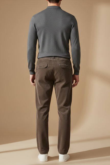 Pantalon Velours Côtelé Marron Homme Décontracté Élastique - Cordé - vue 2