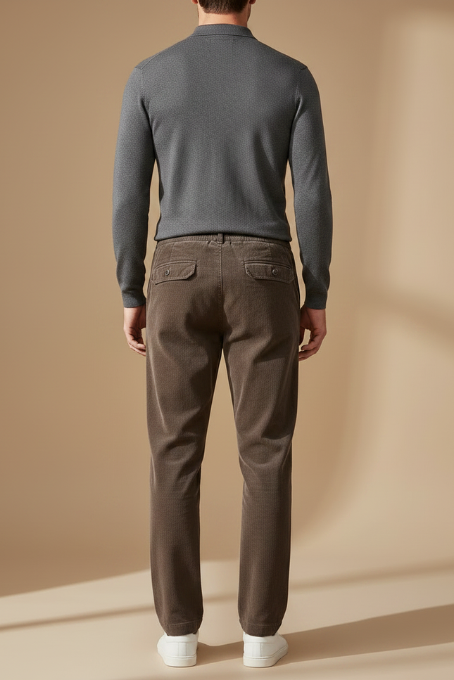 Pantalon Velours Côtelé Marron Homme Décontracté Élastique - Cordé - vue 2