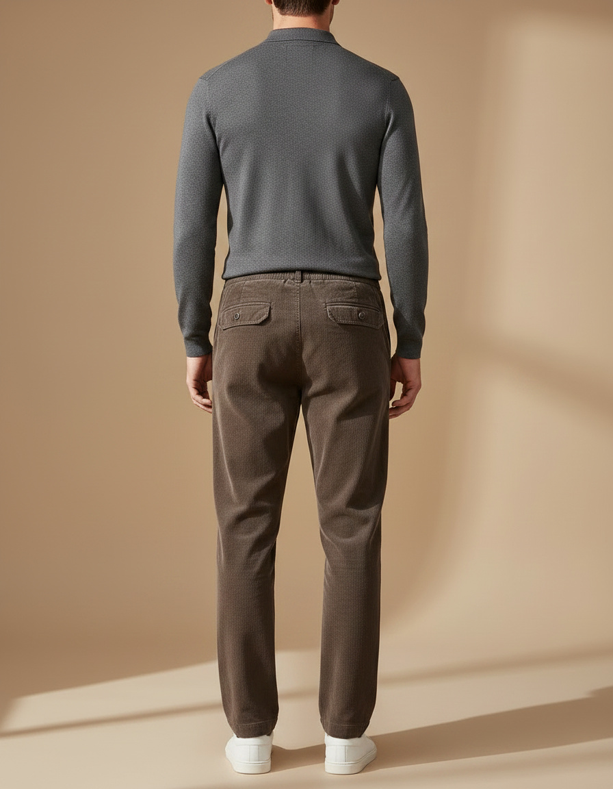 Pantalon Velours Côtelé Marron Homme Décontracté Élastique - Cordé - vue 2