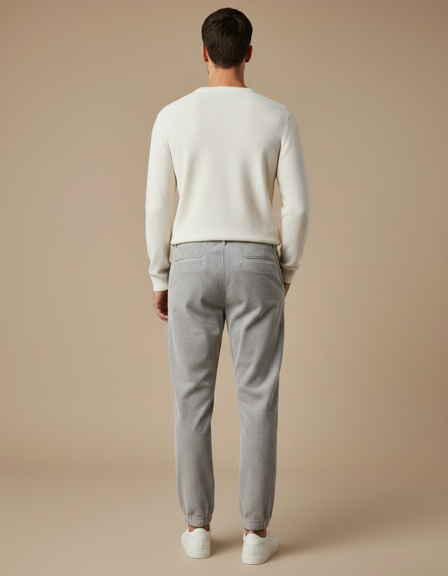 Pantalon Velours Gris Côtelé Jogger Décontracté Homme - Cordé - vue 2