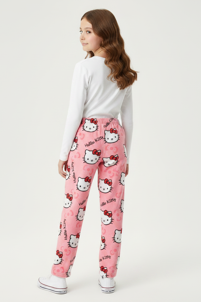Pantalon Velours Rose Hello Kitty Doux Décontracté Enfant - vue 2