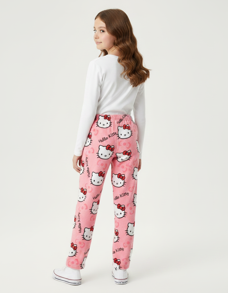 Pantalon Velours Rose Hello Kitty Doux Décontracté Enfant - vue 2