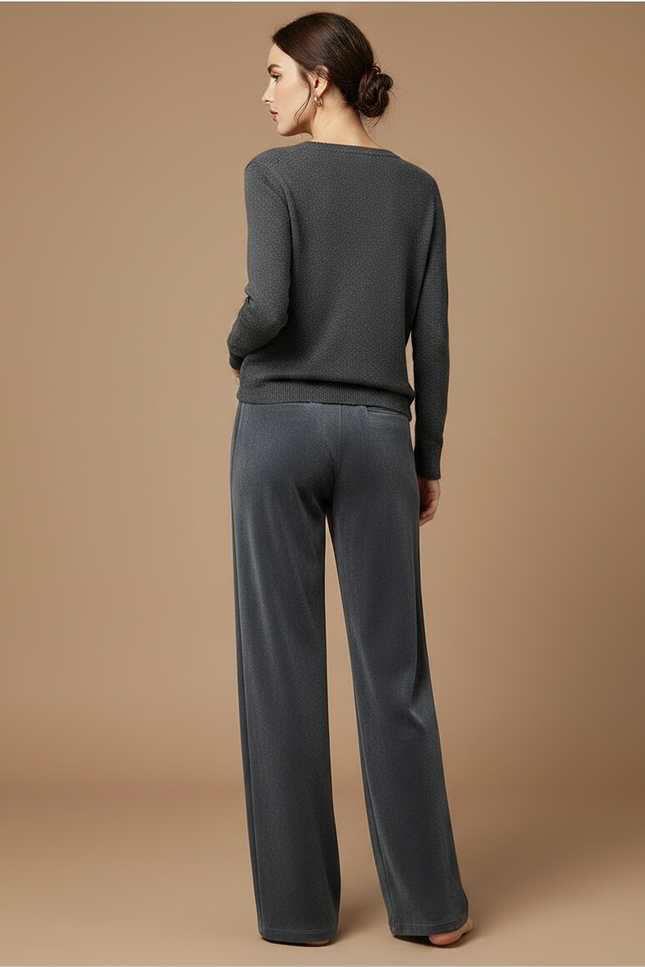 Pantalon Velours Gris Épais Ample Droit Décontracté - vue 2