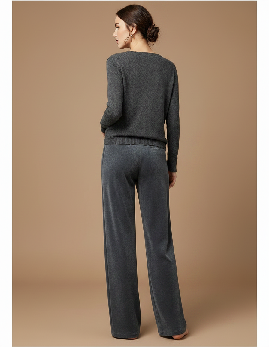 Pantalon Velours Gris Épais Ample Droit Décontracté - vue 2