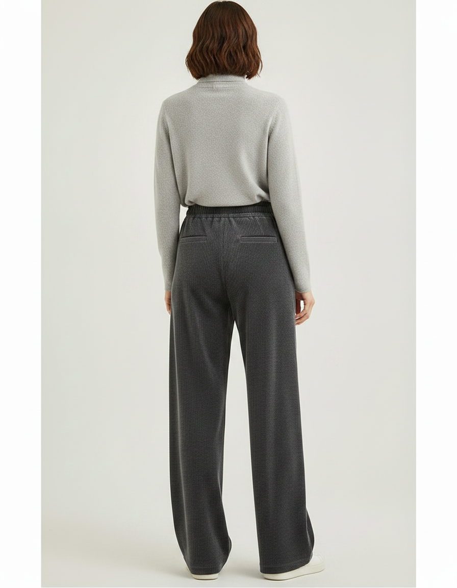 Pantalon Velours Gris Ample Chaud Décontracté Femme - vue 2