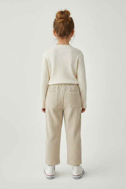 Pantalon Velours Beige Côtelé Ample Confortable Enfant - Cordé - vue 2