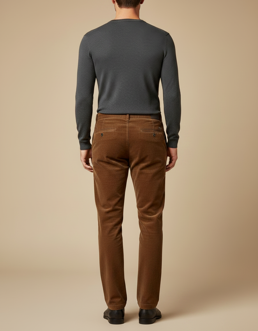 Pantalon Velours Homme Marron Droit - Cordé - vue 2