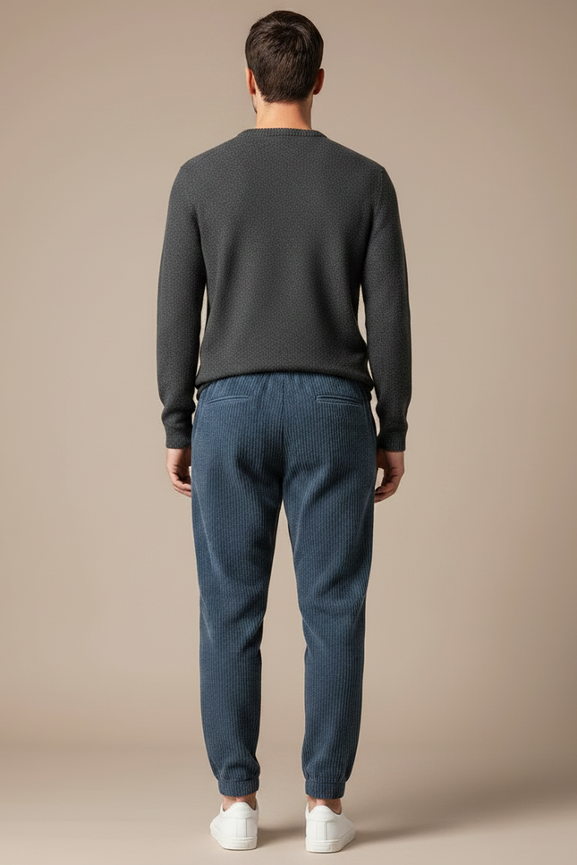 Pantalon Velours Homme Ceinture Réglable - Bleu Cordé - vue 2