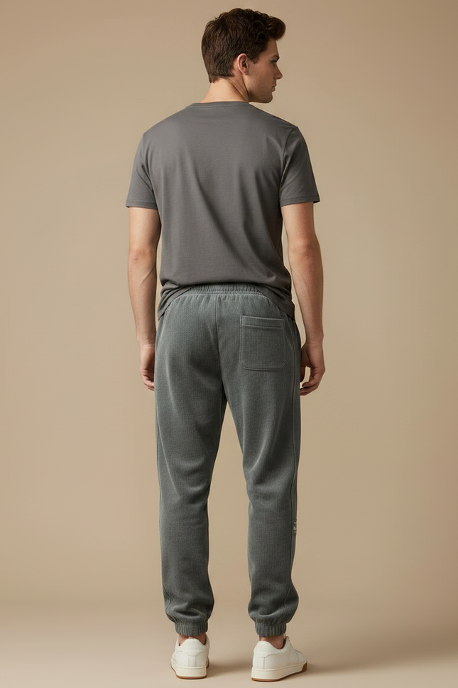 Pantalon Velours Gris Côtelé Décontracté Homme Jogging - vue 2