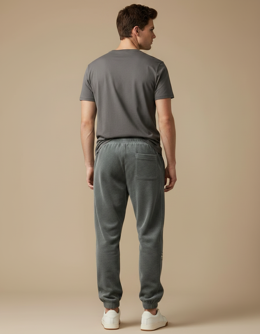 Pantalon Velours Gris Côtelé Décontracté Homme Jogging - vue 2