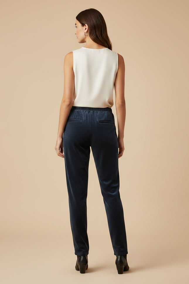 Pantalon Velours Femme Petite - Marine - vue 2
