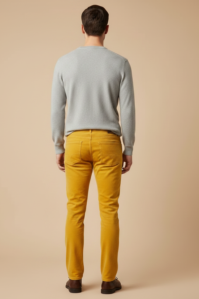 Pantalon Velours Jaune Côtelé Slim Homme - Cordé - vue 2