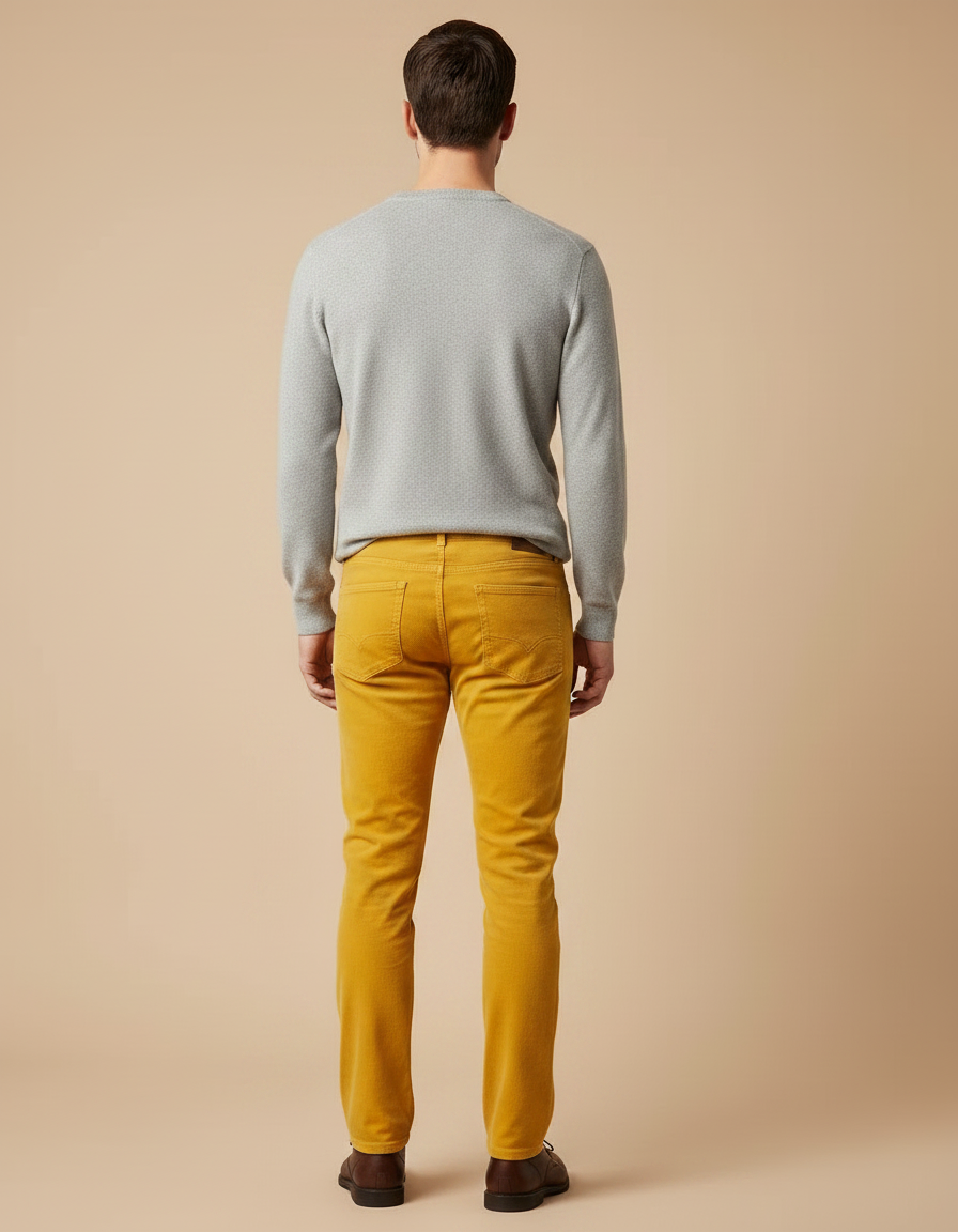 Pantalon Velours Jaune Côtelé Slim Homme - Cordé - vue 2