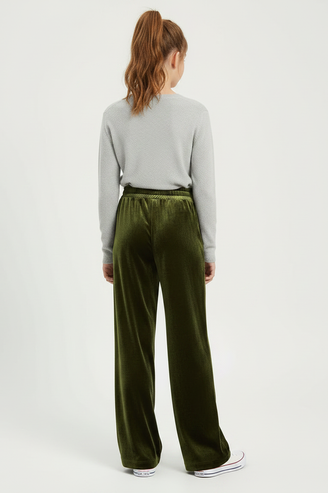 Pantalon Velours Vert Ample Fluide Fille - vue 2