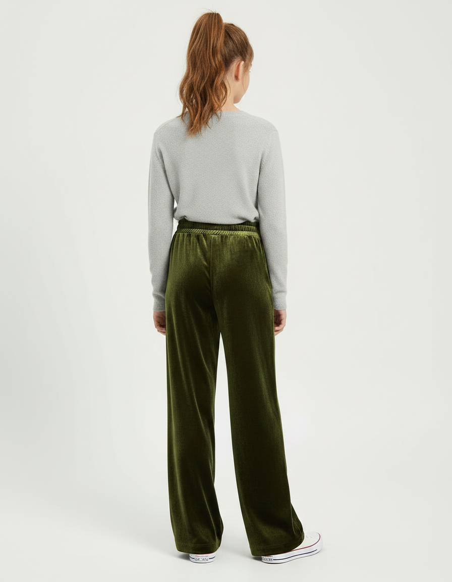 Pantalon Velours Vert Ample Fluide Fille - vue 2