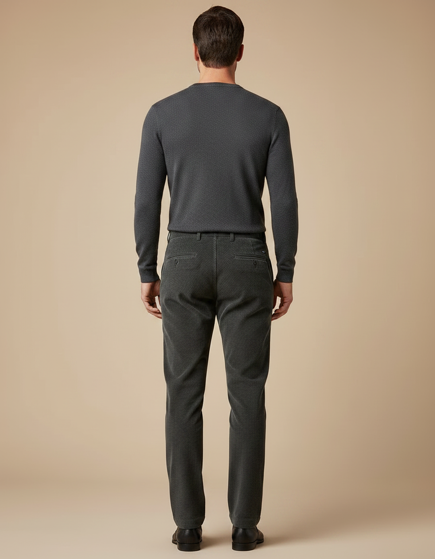 Pantalon Velours Côtelé Droit Homme Décontracté Gris - Cordé - vue 2