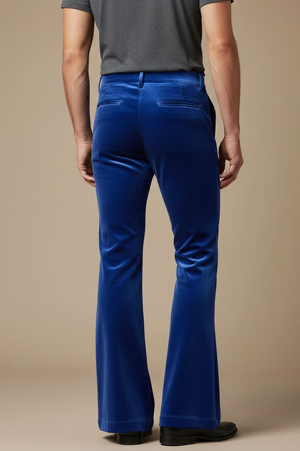 Pantalon Velours Bleu Évasé Homme Décontracté Élégant - vue 2