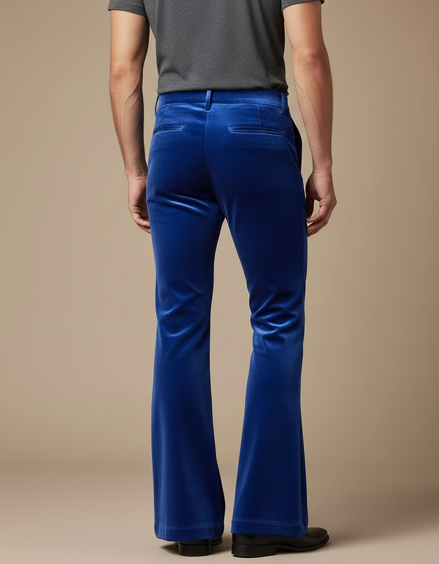 Pantalon Velours Bleu Évasé Homme Décontracté Élégant - vue 2