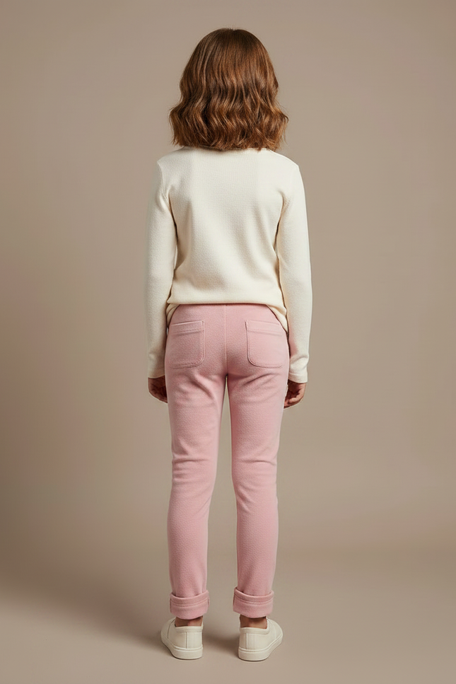 Pantalon Velours Rose Slim Enfant Doux Confortable - Molleton - vue 2