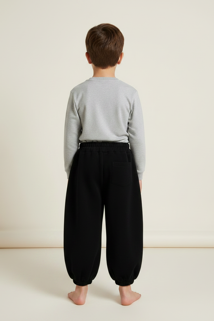 Pantalon Velours Noir Ample Sportif Garçon Hiver - vue 2