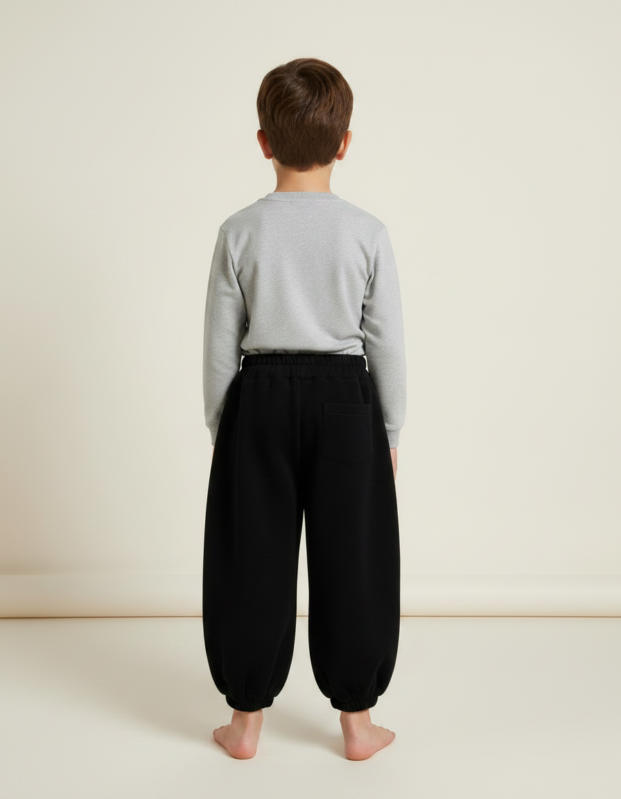 Pantalon Velours Noir Ample Sportif Garçon Hiver - vue 2