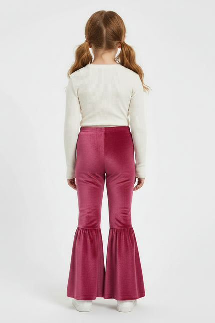 Pantalon Flare Velours - Rose - vue 2