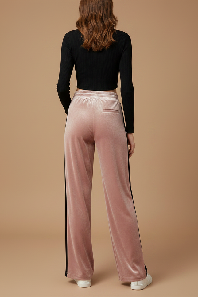 Pantalon Velours Rose Large Fluide Décontracté Femme - vue 2