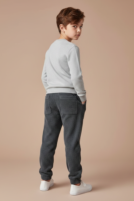 Pantalon Velours Côtelé Gris Décontracté Garçon - Cordé - vue 2