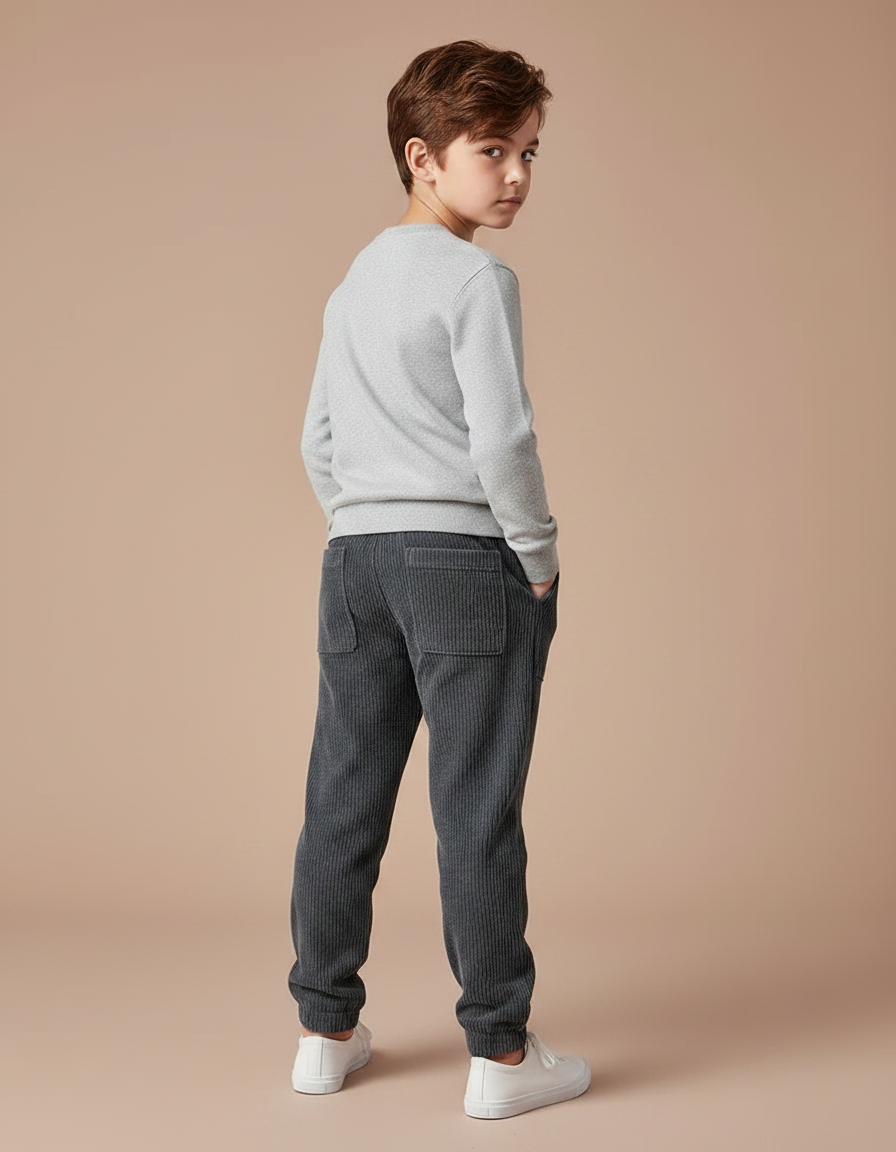 Pantalon Velours Côtelé Gris Décontracté Garçon - Cordé - vue 2