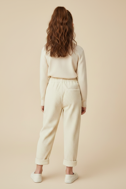 Pantalon Velours Côtelé Beige Ample Enfant Décontracté - Cordé - vue 2