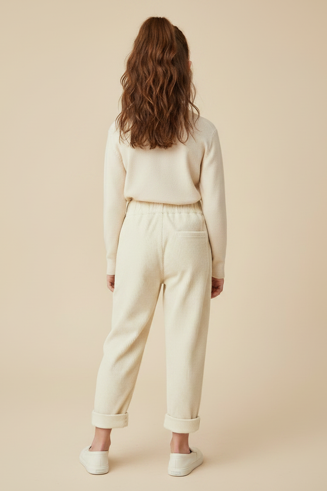 Pantalon Velours Côtelé Beige Ample Enfant Décontracté - Cordé - vue 2
