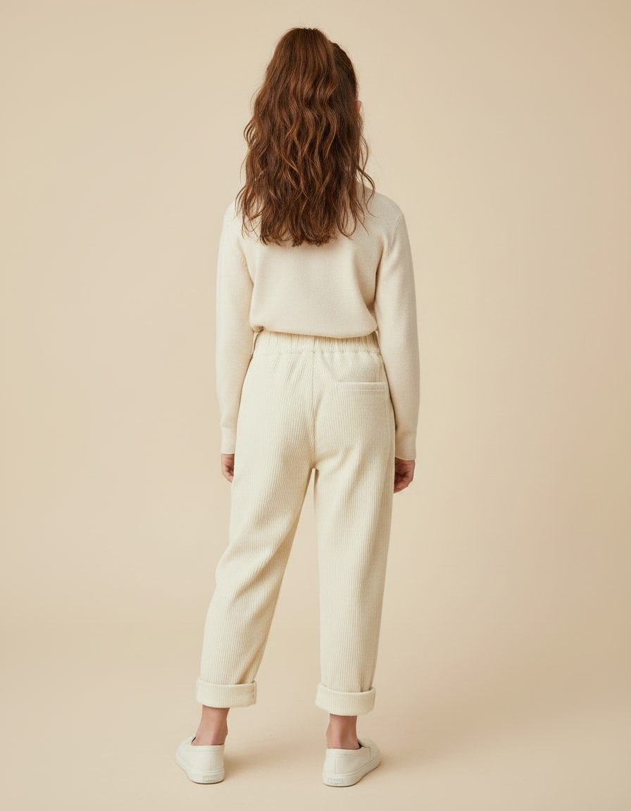 Pantalon Velours Côtelé Beige Ample Enfant Décontracté - Cordé - vue 2