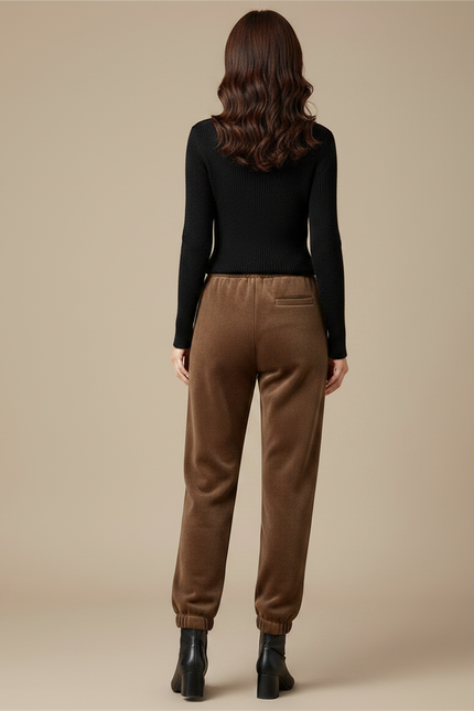 Pantalon Velours Marron Chaud Ample Hiver Femme - vue 2