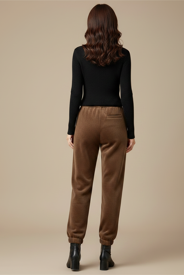 Pantalon Velours Marron Chaud Ample Hiver Femme - vue 2
