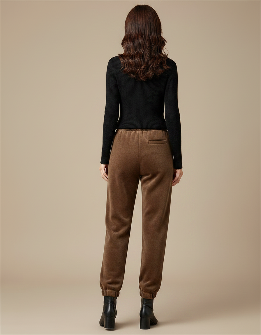 Pantalon Velours Marron Chaud Ample Hiver Femme - vue 2