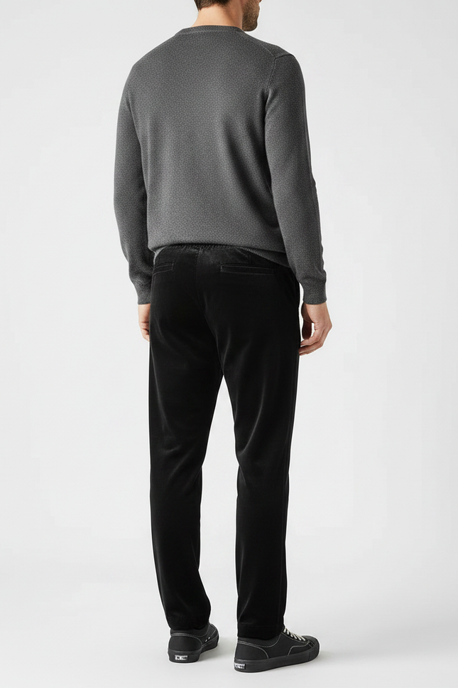 Pantalon Velours Noir Droit Homme Élégant Décontracté - vue 2