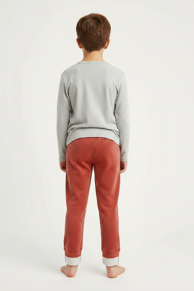 Pantalon Velours Enfant Rouge Doux Confortable Hiver - vue 2