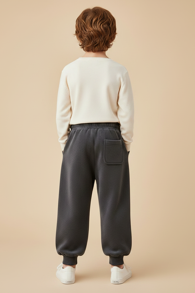 Pantalon Velours Gris Ample Décontracté Enfant Hiver - Molleton - vue 2