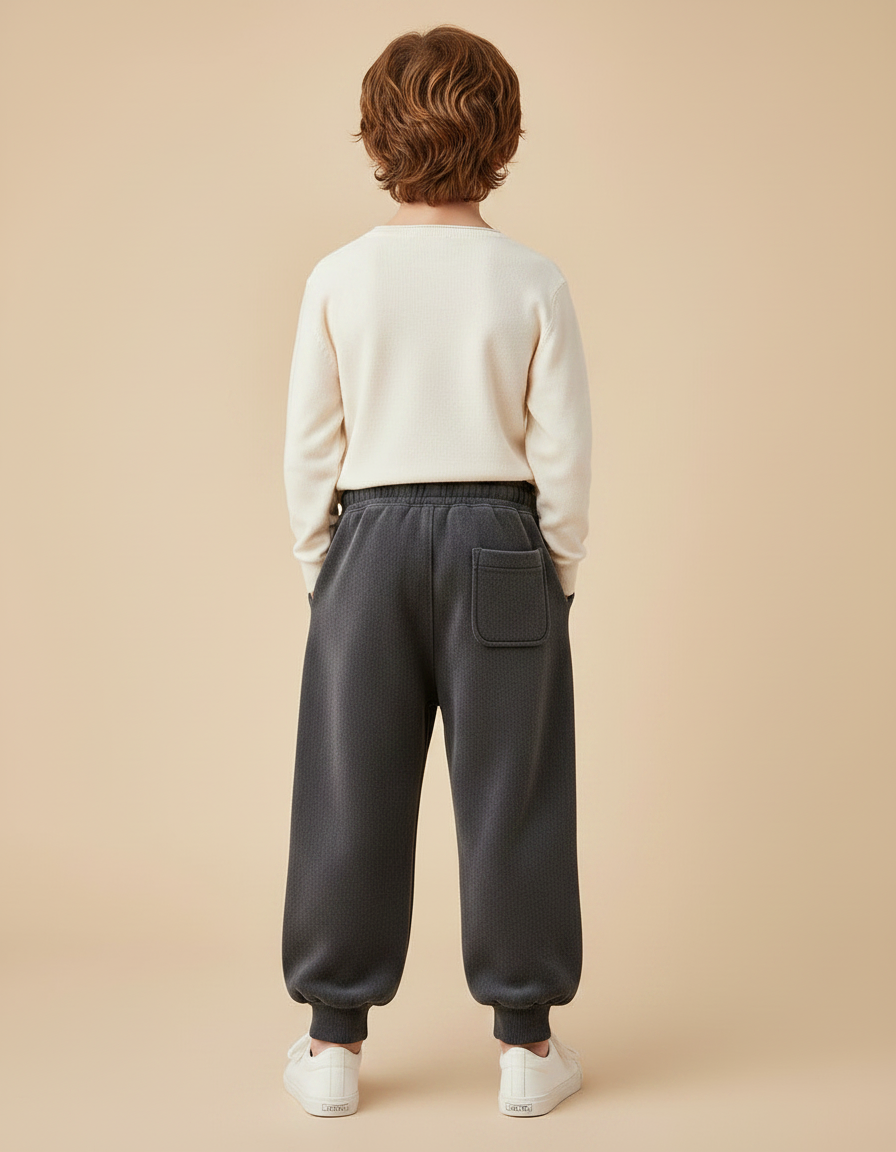 Pantalon Velours Gris Ample Décontracté Enfant Hiver - Molleton - vue 2